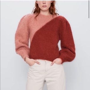 ZARA MOHAIR WOOL BLEND ORANGE SWEATER-NWT-…